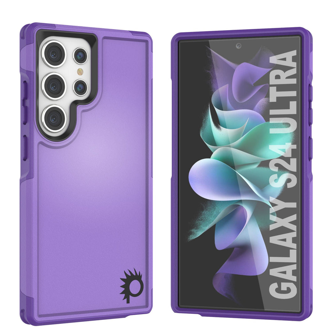 Funda PunkCase Galaxy S24 Ultra, [Serie Spartan 2.0] Cubierta Resistente Transparente de Alta Duración [Morado]