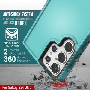 Funda PunkCase Galaxy S24 Ultra, [Spartan 2.0 Series], cubierta transparente resistente y resistente [azul claro]