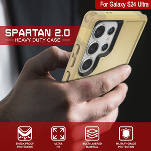 Carcasa PunkCase Galaxy S24 Ultra, Serie Spartan 2.0, Funda Clara Resistente y Resistente de Color Amarillo.