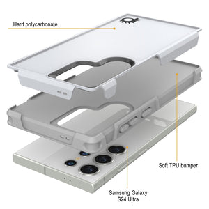 Funda PunkCase para Galaxy S24 Ultra, Serie Spartan 2.0 Transparente Resistente y Resistente [Blanco]