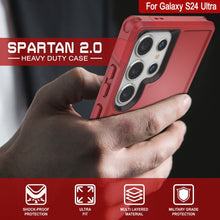 Load image into Gallery viewer, Funda PunkCase para Galaxy S24 Ultra, Serie Spartan 2.0, Protector Transparente Resistente de Alta Durabilidad [Rojo]
