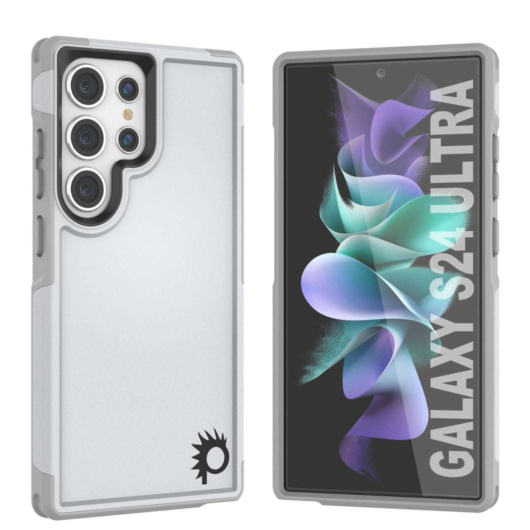 Funda PunkCase para Galaxy S24 Ultra, Serie Spartan 2.0 Transparente Resistente y Resistente [Blanco]