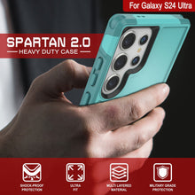 Load image into Gallery viewer, Funda PunkCase Galaxy S24 Ultra, [Spartan 2.0 Series], cubierta transparente resistente y resistente [azul claro]
