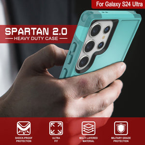 Funda PunkCase Galaxy S24 Ultra, [Spartan 2.0 Series], cubierta transparente resistente y resistente [azul claro]