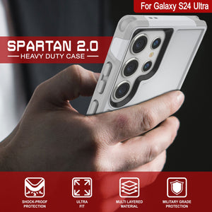 Funda PunkCase para Galaxy S24 Ultra, Serie Spartan 2.0 Transparente Resistente y Resistente [Blanco]