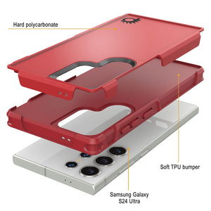 Funda PunkCase para Galaxy S24 Ultra, Serie Spartan 2.0, Protector Transparente Resistente de Alta Durabilidad [Rojo]