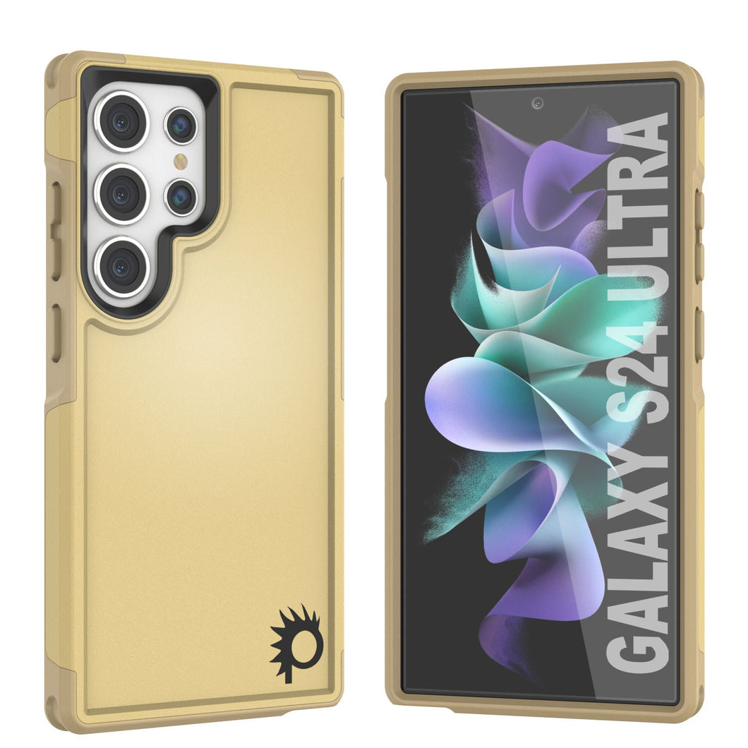 Carcasa PunkCase Galaxy S24 Ultra, Serie Spartan 2.0, Funda Clara Resistente y Resistente de Color Amarillo.