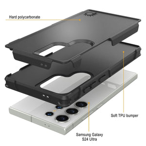 Funda PunkCase Galaxy S24 Ultra, Serie Spartan 2.0, Cubierta Resistente Transparente de Alta Protección [Negra].