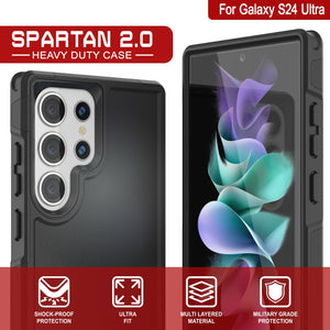 Funda PunkCase Galaxy S24 Ultra, Serie Spartan 2.0, Cubierta Resistente Transparente de Alta Protección [Negra].