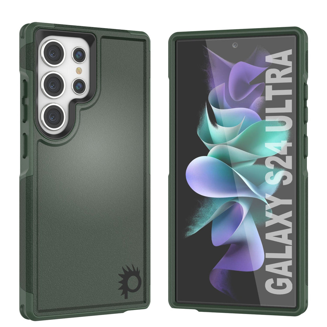 Funda PunkCase Galaxy S24 Ultra, [Serie Spartan 2.0] Cubierta resistente transparente de alta resistencia [Verde oscuro]