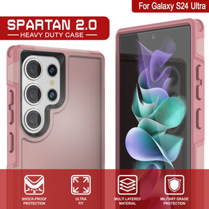 Funda PunkCase Galaxy S24 Ultra, Serie Spartan 2.0, Cubierta Transparente Resistente y Resistente [Rosa]