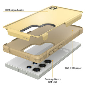 Carcasa PunkCase Galaxy S24 Ultra, Serie Spartan 2.0, Funda Clara Resistente y Resistente de Color Amarillo.