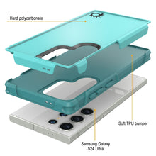 Load image into Gallery viewer, Funda PunkCase Galaxy S24 Ultra, [Spartan 2.0 Series], cubierta transparente resistente y resistente [azul claro]
