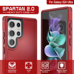 Funda PunkCase para Galaxy S24 Ultra, Serie Spartan 2.0, Protector Transparente Resistente de Alta Durabilidad [Rojo]