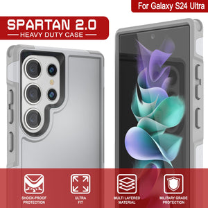 Funda PunkCase para Galaxy S24 Ultra, Serie Spartan 2.0 Transparente Resistente y Resistente [Blanco]