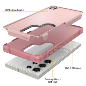 Funda PunkCase Galaxy S24 Ultra, Serie Spartan 2.0, Cubierta Transparente Resistente y Resistente [Rosa]