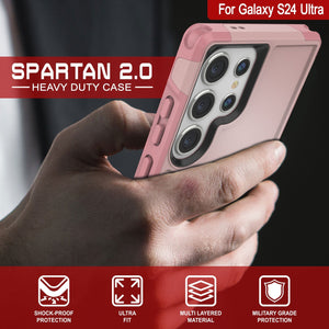 Funda PunkCase Galaxy S24 Ultra, Serie Spartan 2.0, Cubierta Transparente Resistente y Resistente [Rosa]