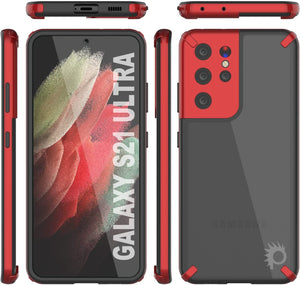 Punkcase Galaxy S21 Ultra Case [Mirage Series] Heavy Duty Phone Cover (Red) 