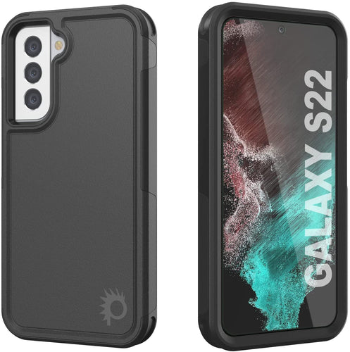 PunkCase Galaxy S22 Case, [Spartan 2.0 Series] Clear Rugged Heavy Duty Cover [Black] (Color in image: Black)