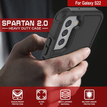 Cargar imagen en el visor de la galería, PunkCase Galaxy S22 Case, [Spartan 2.0 Series] Clear Rugged Heavy Duty Cover [Black] 

