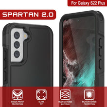 Cargar imagen en el visor de la galería, PunkCase Galaxy S22+ Plus Case, [Spartan 2.0 Series] Clear Rugged Heavy Duty Cover [Black] 
