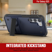 Cargar imagen en el visor de la galería, Funda Punkcase Galaxy S23 [Serie Reliance] Cubierta Híbrida Protectora de Grado Militar con Soporte Incorporado [Azul Marino-Negro]
