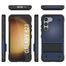 Cargar imagen en el visor de la galería, Funda Punkcase Galaxy S23 [Serie Reliance] Cubierta Híbrida Protectora de Grado Militar con Soporte Incorporado [Azul Marino-Negro]
