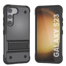 Cargar imagen en el visor de la galería, Funda Punkcase Galaxy S23 [Serie Reliance] Cubierta híbrida protectora de grado militar con soporte incorporado [Gris-Negro]
