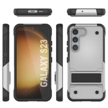 Cargar imagen en el visor de la galería, Funda Punkcase Galaxy S23 [Serie Reliance] Cubierta Híbrida Protectora de Grado Militar con Soporte Incorporado [Blanco-Negro]
