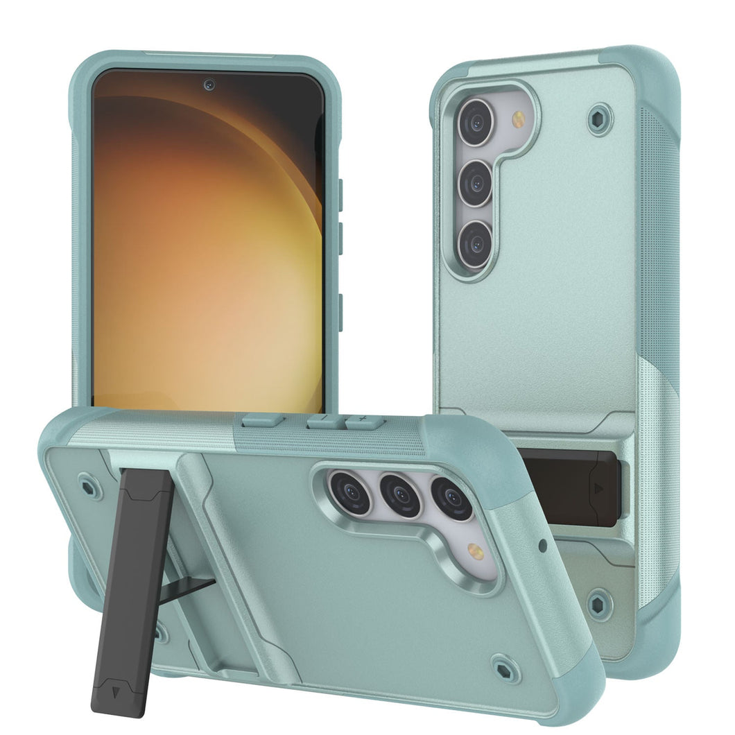 Funda Punkcase Galaxy S23 [Serie Reliance] Protector híbrido de grado militar con soporte incorporado [Verde]