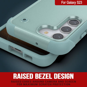 Funda Punkcase Galaxy S23 [Serie Reliance] Protector híbrido de grado militar con soporte incorporado [Verde]
