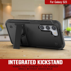 Punkcase Galaxy S23 Funda [Serie Reliance] Funda Híbrida Protectora de Grado Militar con Soporte Incorporado [Negro]