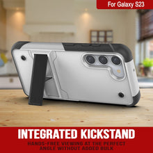 Cargar imagen en el visor de la galería, Funda Punkcase Galaxy S23 [Serie Reliance] Cubierta Híbrida Protectora de Grado Militar con Soporte Incorporado [Blanco-Negro]

