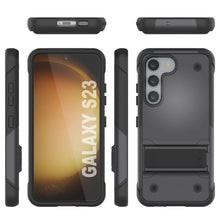 Cargar imagen en el visor de la galería, Funda Punkcase Galaxy S23 [Serie Reliance] Cubierta híbrida protectora de grado militar con soporte incorporado [Gris-Negro]
