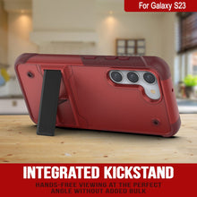 Cargar imagen en el visor de la galería, Funda Punkcase Galaxy S23 [Serie Reliance] Protección híbrida de grado militar con soporte incorporado [Rojo-Rosa]
