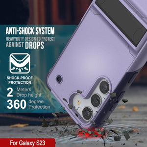 Carcasa Punkcase Galaxy S23 [Serie Reliance] Funda protectora híbrida de grado militar con soporte incorporado [Púrpura-Marino]