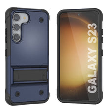 Cargar imagen en el visor de la galería, Funda Punkcase Galaxy S23 [Serie Reliance] Cubierta Híbrida Protectora de Grado Militar con Soporte Incorporado [Azul Marino-Negro]
