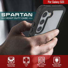 Load image into Gallery viewer, Funda PunkCase Galaxy S23, de la serie Spartan, resistente y robusta, con una cubierta clara y de alta resistencia [Negra].
