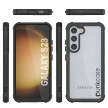 Load image into Gallery viewer, Funda PunkCase Galaxy S23, de la serie Spartan, resistente y robusta, con una cubierta clara y de alta resistencia [Negra].
