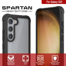 Load image into Gallery viewer, Funda PunkCase Galaxy S23, de la serie Spartan, resistente y robusta, con una cubierta clara y de alta resistencia [Negra].
