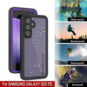 Galaxy S23 FE Resistente al agua / a prueba de golpes [Serie Extrema] Funda protectora delgada con protector de pantalla [Morado]