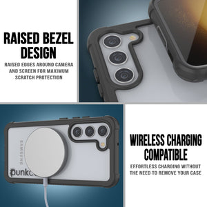 Carcasa PunkCase Galaxy S23+ Plus, [Serie Spartan] Funda Transparente Resistente y Duradera [Negro]