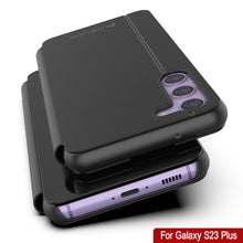 Load image into Gallery viewer, Funda protectora Punkcase Galaxy S23+ Plus Reflector Case con tapa abatible [Negro]
