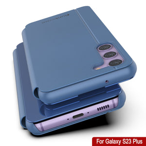 Funda protectora Punkcase Galaxy S23+ Plus Reflector Case Flip Cover [Azul]