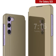 Cargar imagen en el visor de la galería, Funda protectora Punkcase Galaxy S23 Reflector Case con cubierta abatible [Dorado].
