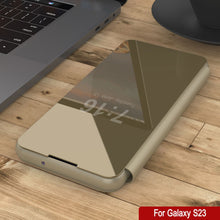 Cargar imagen en el visor de la galería, Funda protectora Punkcase Galaxy S23 Reflector Case con cubierta abatible [Dorado].
