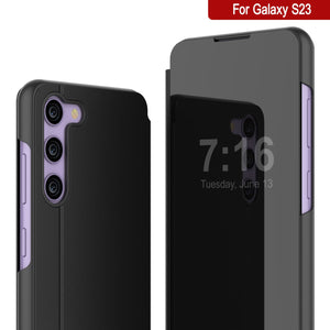 Funda protectora para Galaxy S23 de Punkcase con tapa flip [Negro].