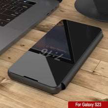 Cargar imagen en el visor de la galería, Funda protectora para Galaxy S23 de Punkcase con tapa flip [Negro].
