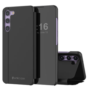 Funda protectora para Galaxy S23 de Punkcase con tapa flip [Negro].