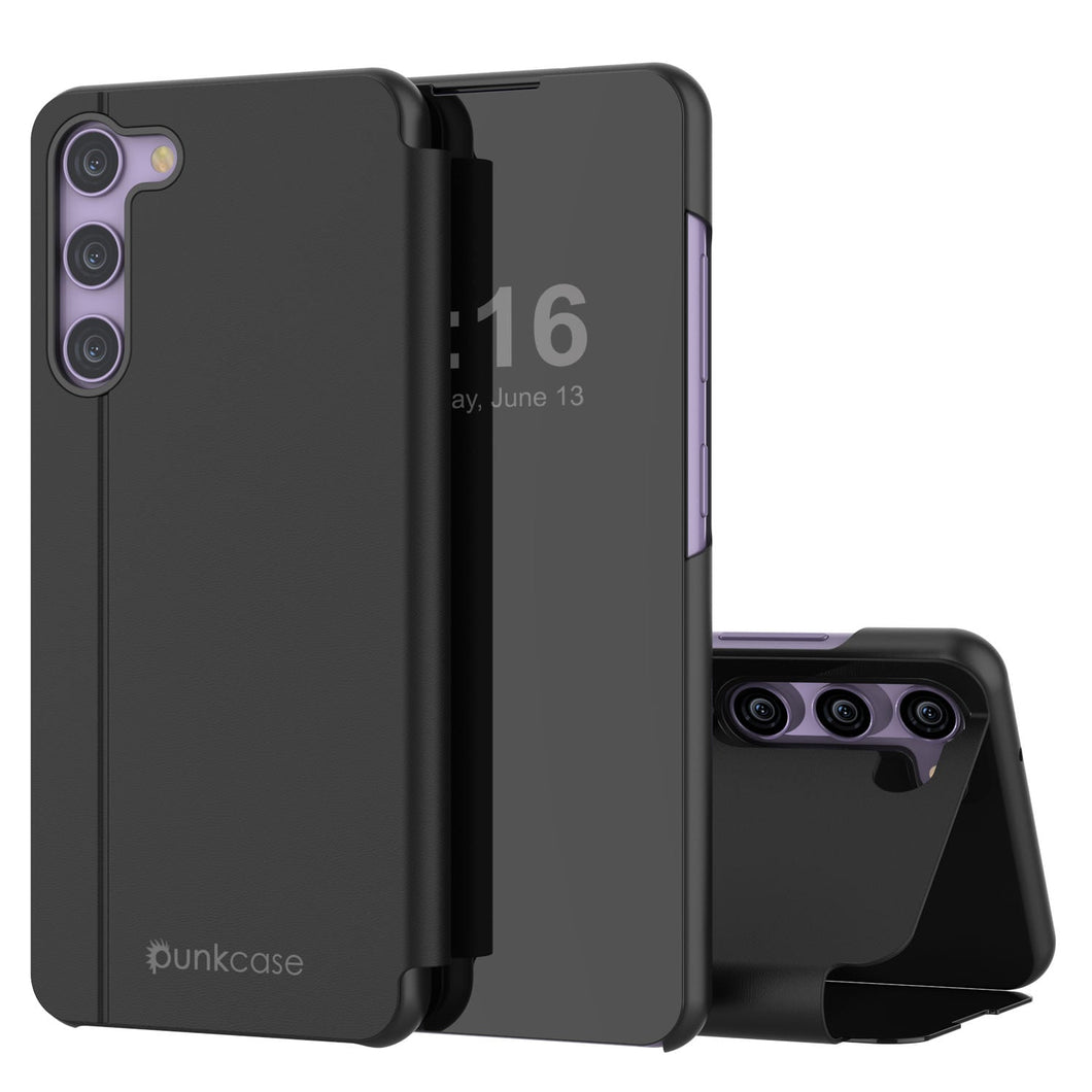 Funda protectora para Galaxy S23 de Punkcase con tapa flip [Negro].